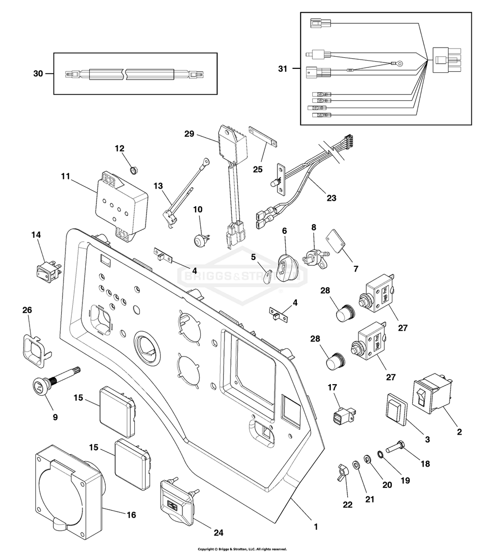 Control Panel (80029865) Diagram and Parts List for 030719-01  Briggs and Stratton Generator